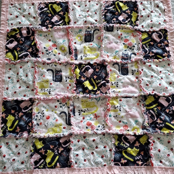 NEW Homemade Newborn Rag Quilt Security Blanket/ Doll Blanket /Pet Blanket - Picture 5 of 13